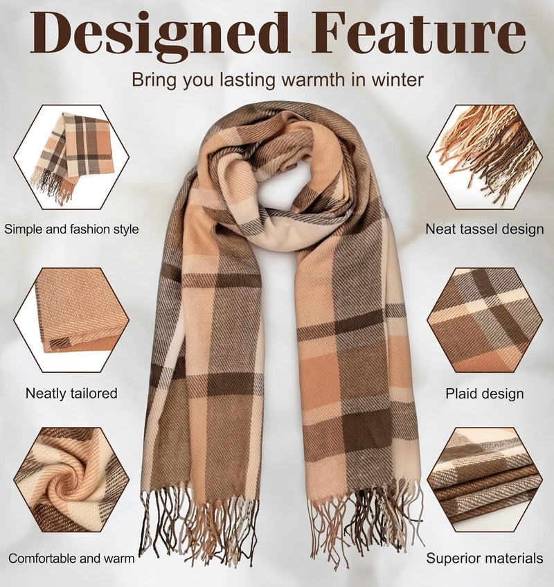 YSense Winter Scarf for Women, Fashion Long Plaid Scarves Warm Big Tartan Blanket Wrap Shawl Ladies Gifts - Image 2
